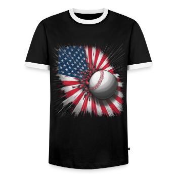 Baseball Hommes Femmes Enfants Joueur Lanceur Softball - T-shirt contrasté Homme - noir/blanc - Devant - AI Model Female 172 light (172cm) & AI Model Male 178 light (178cm)