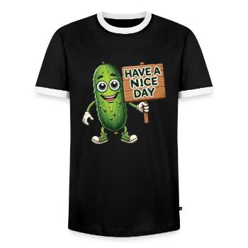 Have A Nice Day - Men's Ringer Shirt - black/white - Front - AI Model Female 172 light (172cm) & AI Model Male 178 light (178cm)