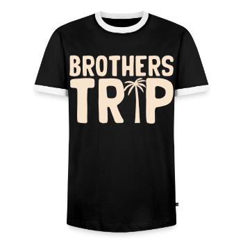 Sibling Brothers Journey - Men's Ringer Shirt - black/white - Front - AI Model Female 172 light (172cm) & AI Model Male 178 light (178cm)
