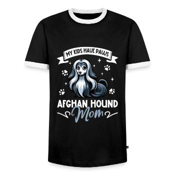 Maman lévrier afghan - T-shirt contrasté Homme - noir/blanc - Devant - AI Model Female 172 light (172cm) & AI Model Male 178 light (178cm)