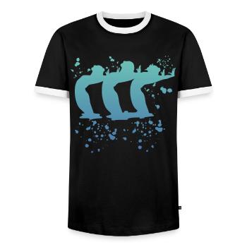 Artistic Swim Team Synchronschwimmen - Männer Kontrast-T-Shirt - Schwarz/Weiß - Vorne - AI Model Female 172 light (172cm) & AI Model Male 178 light (178cm)