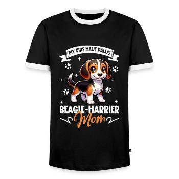 Beagle Harrier Mom - Men's Ringer Shirt - black/white - Front - AI Model Female 172 light (172cm) & AI Model Male 178 light (178cm)