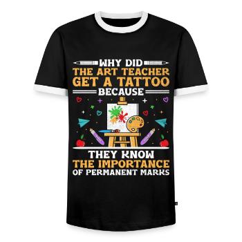 Kunstlehrer Schullehrer Lustige Kunstlehrer Scho - Männer Kontrast-T-Shirt - Schwarz/Weiß - Vorne - AI Model Female 172 light (172cm) & AI Model Male 178 light (178cm)