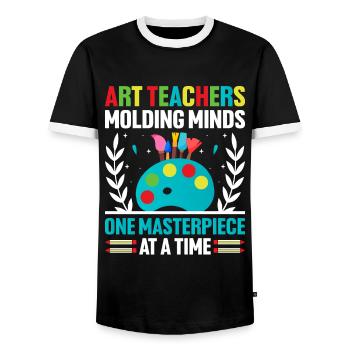 Art Teacher School Teacher Funny Art Teachers Scho - Men's Ringer Shirt - black/white - Front - AI Model Female 172 light (172cm) & AI Model Male 178 light (178cm)