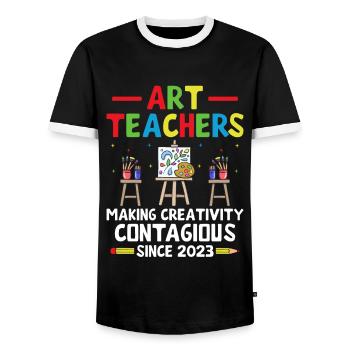 Kunstlehrer Schullehrer Lustige Kunstlehrer Scho - Männer Kontrast-T-Shirt - Schwarz/Weiß - Vorne - AI Model Female 172 light (172cm) & AI Model Male 178 light (178cm)