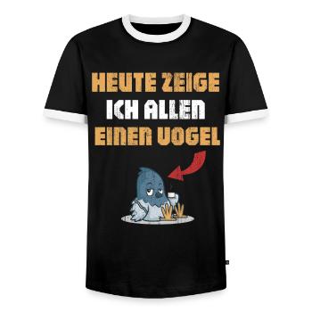 Oiseau pour les farceurs et les amateurs d’humour nerd - T-shirt contrasté Homme - noir/blanc - Devant - AI Model Female 172 light (172cm) & AI Model Male 178 light (178cm)