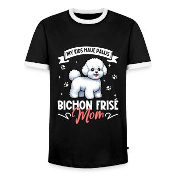 Bichon Frisé Mama - T-shirt contrasté Homme - noir/blanc - Devant - AI Model Female 172 light (172cm) & AI Model Male 178 light (178cm)