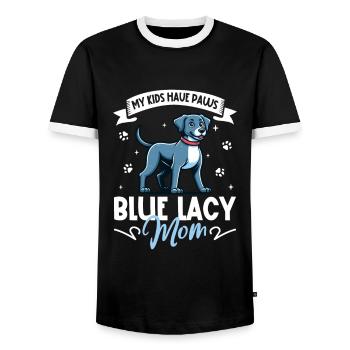 Blue Lacy Mama - Männer Kontrast-T-Shirt - Schwarz/Weiß - Vorne - AI Model Female 172 light (172cm) & AI Model Male 178 light (178cm)