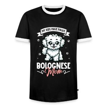 Bolognese mom - Men's Ringer Shirt - black/white - Front - AI Model Female 172 light (172cm) & AI Model Male 178 light (178cm)