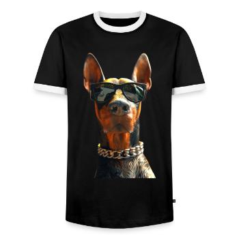 Doberman Dogs Motif Guard Dog Proud Dobermans - Men's Ringer Shirt - black/white - Front - AI Model Female 172 light (172cm) & AI Model Male 178 light (178cm)