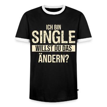 Lustiges Solo Single Männer Bachelor Junggeselle - Männer Kontrast-T-Shirt - Schwarz/Weiß - Vorne - AI Model Female 172 light (172cm) & AI Model Male 178 light (178cm)