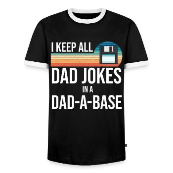 Retro Vintage Dad Joke Great, All Occasions - Men's Ringer Shirt - black/white - Front - AI Model Female 172 light (172cm) & AI Model Male 178 light (178cm)