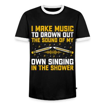 Musicien Auteur-compositeur Chanteur Musicien Musique Musique Pr - T-shirt contrasté Homme - noir/blanc - Devant - AI Model Female 172 light (172cm) & AI Model Male 178 light (178cm)