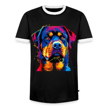 Rottweiler chien couleurs vives pop art fierté chiens - T-shirt contrasté Homme - noir/blanc - Devant - AI Model Female 172 light (172cm) & AI Model Male 178 light (178cm)