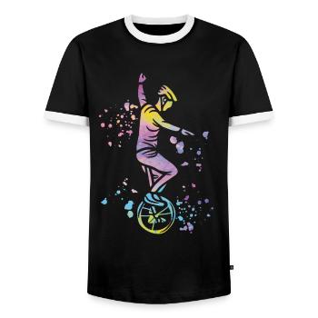 Unicycliste monocycle monocycle - T-shirt contrasté Homme - noir/blanc - Devant - AI Model Female 172 light (172cm) & AI Model Male 178 light (178cm)