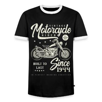 Moto Vintage Motards Moto Anniversaire 1944 - T-shirt contrasté Homme - noir/blanc - Devant - AI Model Female 172 light (172cm) & AI Model Male 178 light (178cm)
