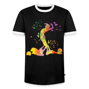 Artistic Swim Team Synchronschwimmen - Männer Kontrast-T-Shirt - Schwarz/Weiß - Vorne - AI Model Female 172 light (172cm) & AI Model Male 178 light (178cm)