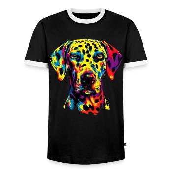 Dalmatian Dogs Colorful Colors Pop Art Rainbow - Men's Ringer Shirt - black/white - Front - AI Model Female 172 light (172cm) & AI Model Male 178 light (178cm)
