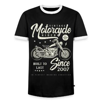 Vintage Motorcycle Bikers Motorbike Birthday 2007 - Men's Ringer Shirt - black/white - Front - AI Model Female 172 light (172cm) & AI Model Male 178 light (178cm)