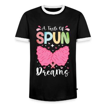 Cotton candy fairground funfair sweets - Men's Ringer Shirt - black/white - Front - AI Model Female 172 light (172cm) & AI Model Male 178 light (178cm)
