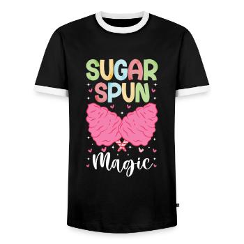Sugar Spun Magic - Cotton Candy Gift for Kids - Men's Ringer Shirt - black/white - Front - AI Model Female 172 light (172cm) & AI Model Male 178 light (178cm)
