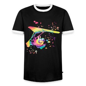 Paratrike Motor Hang Glider Deltatrike - Men's Ringer Shirt - black/white - Front - AI Model Female 172 light (172cm) & AI Model Male 178 light (178cm)