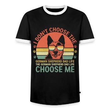 The German Shepherd Dad Life Choose Me GSD Dog Lov - Men's Ringer Shirt - black/white - Front - AI Model Female 172 light (172cm) & AI Model Male 178 light (178cm)