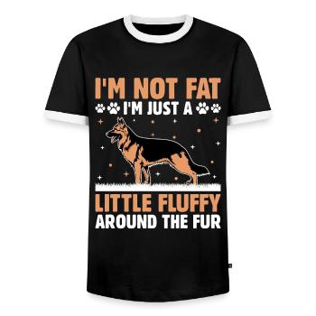 I'm Not Fat I'm Just A Little Fluffy Around The Fu - Men's Ringer Shirt - black/white - Front - AI Model Female 172 light (172cm) & AI Model Male 178 light (178cm)
