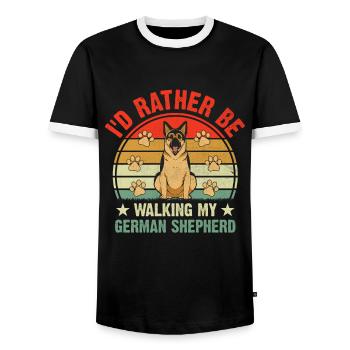 I'd Rather Be Walking My German Shepherd GSD Dog L - Men's Ringer Shirt - black/white - Front - AI Model Female 172 light (172cm) & AI Model Male 178 light (178cm)
