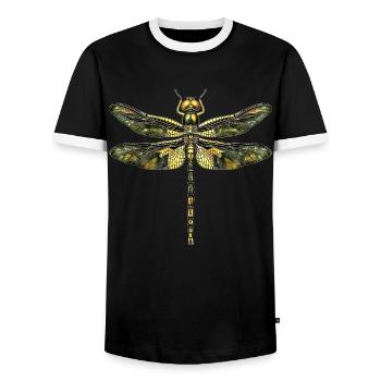 Dragonfly Dragonfly Colorful Wings Cute Dragonflies - Men's Ringer Shirt - black/white - Front - AI Model Female 172 light (172cm) & AI Model Male 178 light (178cm)