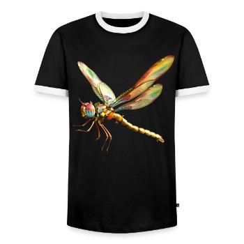 Libelle Dragonfly Bunte Flügel Süße Libellen - Männer Kontrast-T-Shirt - Schwarz/Weiß - Vorne - AI Model Female 172 light (172cm) & AI Model Male 178 light (178cm)
