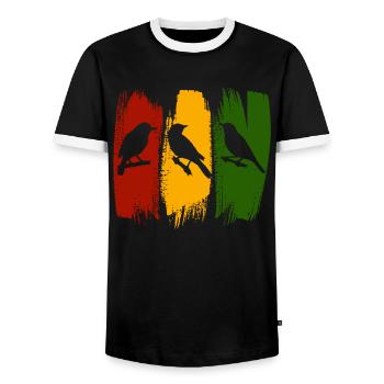 Rastafari Music Vibes Only Rasta Jamaica Reggae - Men's Ringer Shirt - black/white - Front - AI Model Female 172 light (172cm) & AI Model Male 178 light (178cm)