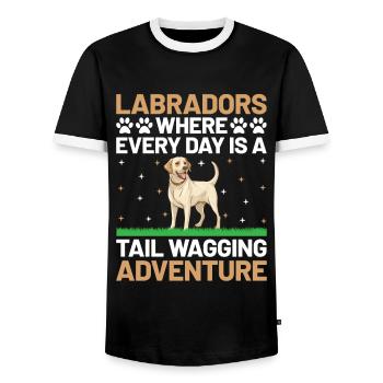 Labradors Where Every Day Is A Tail Wagging Advent - Men's Ringer Shirt - black/white - Front - AI Model Female 172 light (172cm) & AI Model Male 178 light (178cm)
