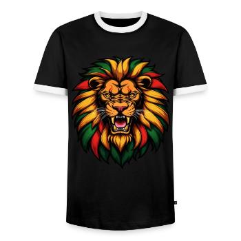Rastafari Music Vibes Only Rasta Jamaica Reggae - Men's Ringer Shirt - black/white - Front - AI Model Female 172 light (172cm) & AI Model Male 178 light (178cm)