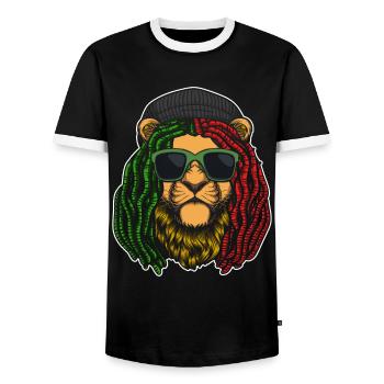 Rastafari Music Vibes Only Rasta Jamaica Reggae - Men's Ringer Shirt - black/white - Front - AI Model Female 172 light (172cm) & AI Model Male 178 light (178cm)