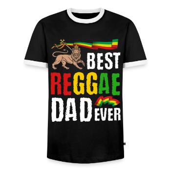 Rastafari Music Vibes Only Rasta Jamaica Reggae - Men's Ringer Shirt - black/white - Front - AI Model Female 172 light (172cm) & AI Model Male 178 light (178cm)