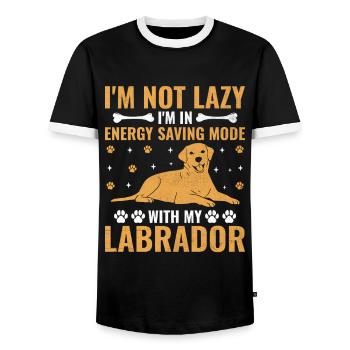 Je ne suis pas paresseux Je suis en mode économie d’énergie avec mon labo - T-shirt contrasté Homme - noir/blanc - Devant - AI Model Female 172 light (172cm) & AI Model Male 178 light (178cm)