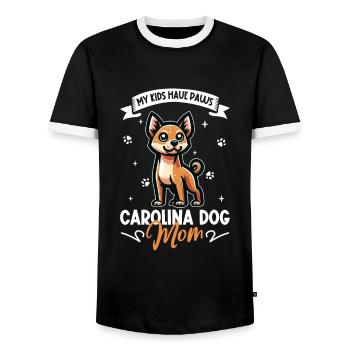 Carolina Dog Mom - Men's Ringer Shirt - black/white - Front - AI Model Female 172 light (172cm) & AI Model Male 178 light (178cm)