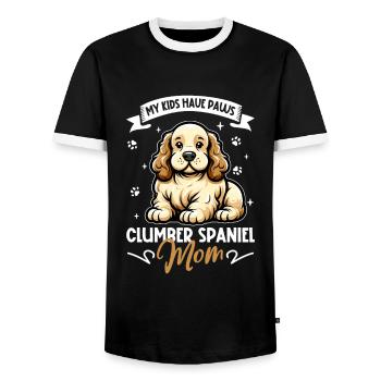 Clumber Spaniel Mama - Männer Kontrast-T-Shirt - Schwarz/Weiß - Vorne - AI Model Female 172 light (172cm) & AI Model Male 178 light (178cm)