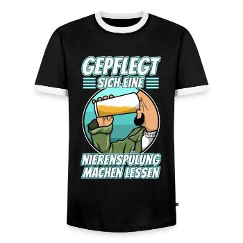 Well-groomed to have a kidney irrigation - Men's Ringer Shirt - black/white - Front - AI Model Female 172 light (172cm) & AI Model Male 178 light (178cm)