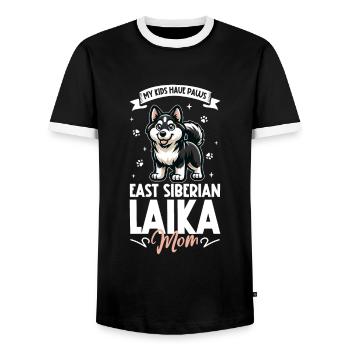 Ostsibirischer Laika Mama - Männer Kontrast-T-Shirt - Schwarz/Weiß - Vorne - AI Model Female 172 light (172cm) & AI Model Male 178 light (178cm)