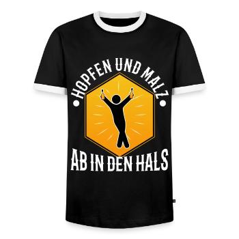 Houblon et malt - T-shirt contrasté Homme - noir/blanc - Devant - AI Model Female 172 light (172cm) & AI Model Male 178 light (178cm)