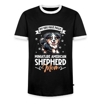 Miniature American Shepherd Mom - Men's Ringer Shirt - black/white - Front - AI Model Female 172 light (172cm) & AI Model Male 178 light (178cm)