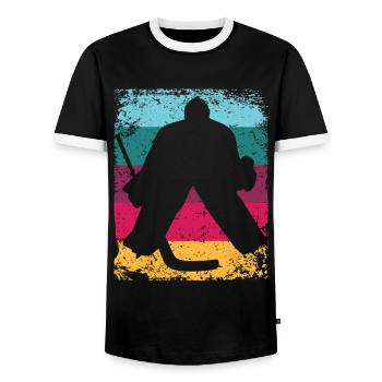 Eishockeyspieler Vintage Eishockey - Männer Kontrast-T-Shirt - Schwarz/Weiß - Vorne - AI Model Female 172 light (172cm) & AI Model Male 178 light (178cm)