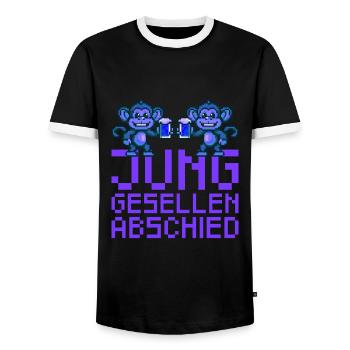 Monkey Bachelor Party Bachelor Party - Men's Ringer Shirt - black/white - Front - AI Model Female 172 light (172cm) & AI Model Male 178 light (178cm)