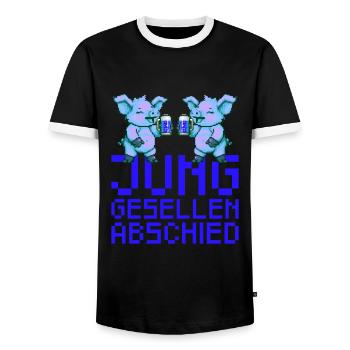 Pig Bachelorette Party Party Bachelor Party - Men's Ringer Shirt - black/white - Front - AI Model Female 172 light (172cm) & AI Model Male 178 light (178cm)