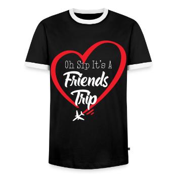 Oh Sip C’est un voyage entre amis - T-shirt contrasté Homme - noir/blanc - Devant - AI Model Female 172 light (172cm) & AI Model Male 178 light (178cm)