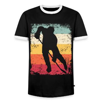 Eishockeyspieler Vintage Eishockey - Männer Kontrast-T-Shirt - Schwarz/Weiß - Vorne - AI Model Female 172 light (172cm) & AI Model Male 178 light (178cm)
