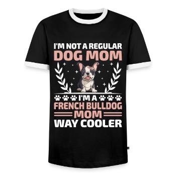 Je ne suis pas une maman chien ordinaire Je suis une maman bouledogue français - T-shirt contrasté Homme - noir/blanc - Devant - AI Model Female 172 light (172cm) & AI Model Male 178 light (178cm)