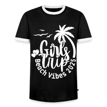 Week-end entre filles Beach Vibes 2025 - T-shirt contrasté Homme - noir/blanc - Devant - AI Model Female 172 light (172cm) & AI Model Male 178 light (178cm)